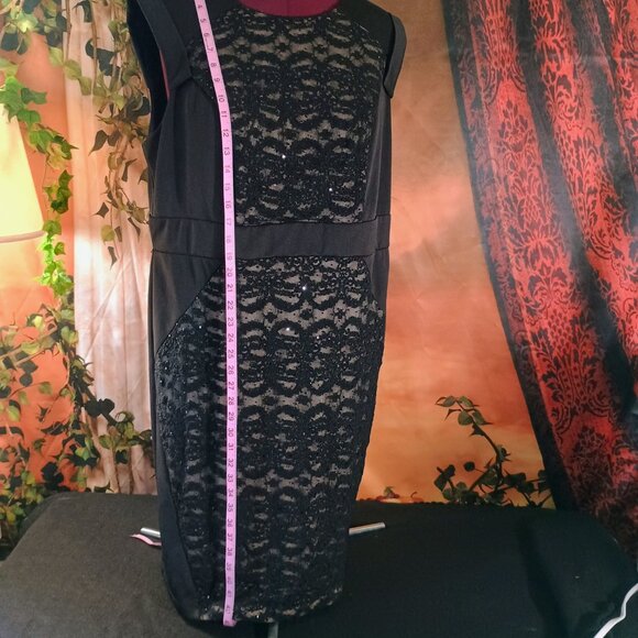 NWT: R & M Richards Sze 18W Black Sequin Lace Cocktail Formal Dress - Picture 6 of 7